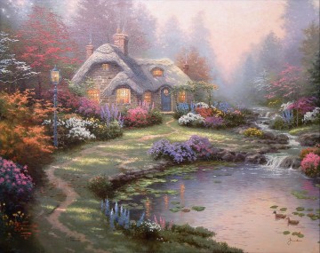 Everett Cottage Thomas Kinkade Peinture à l'huile